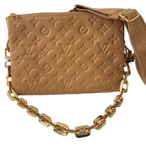 Louis Vuitton Coussin PM Camel Bag Monogram Lambskin Leather Gold Chain Purse